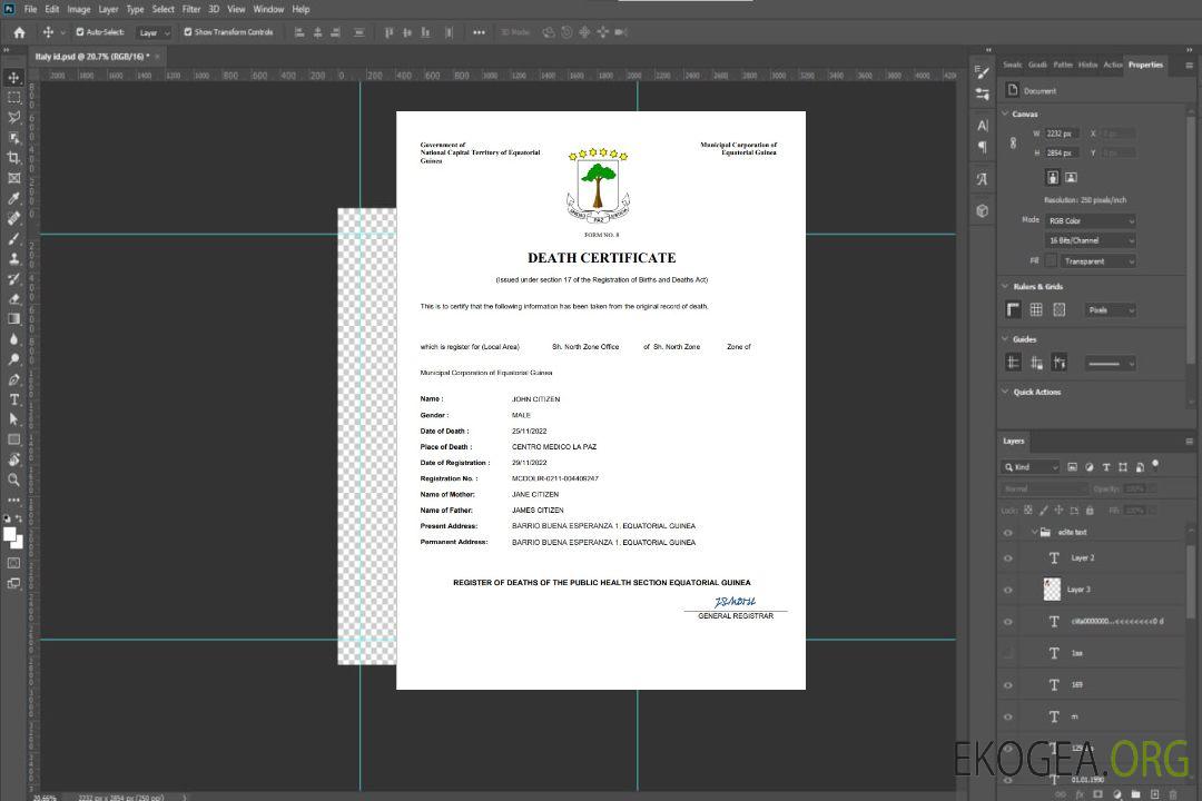 Modèle Word et PDF d'acte de décès en Guinée équatoriale template Modèle Word et PDF d'acte de décès en Guinée équatoriale template